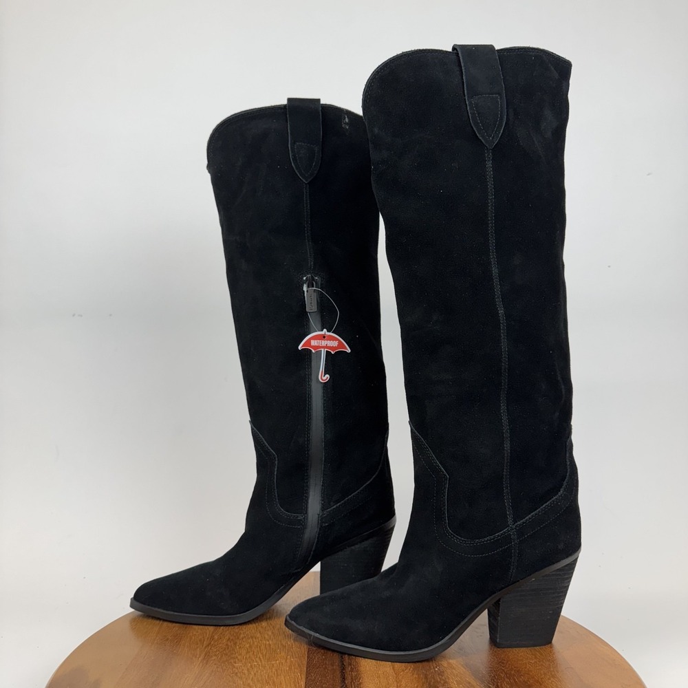 New‎ NWOB Womens Blondo Wylde Black Suede Tall Heeled Waterproof Boots Size 8 M - Picture 2 of 10